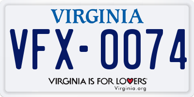 VA license plate VFX0074