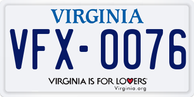 VA license plate VFX0076