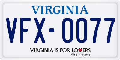 VA license plate VFX0077