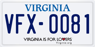 VA license plate VFX0081