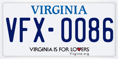 VA license plate VFX0086