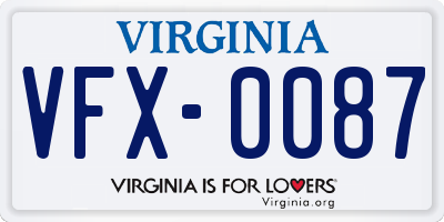 VA license plate VFX0087