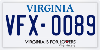 VA license plate VFX0089