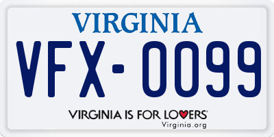 VA license plate VFX0099
