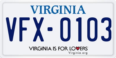 VA license plate VFX0103