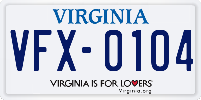 VA license plate VFX0104