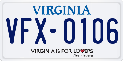 VA license plate VFX0106