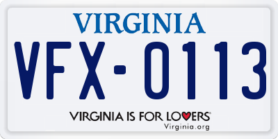 VA license plate VFX0113