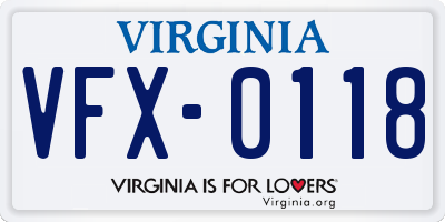 VA license plate VFX0118