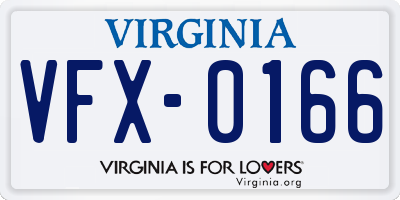 VA license plate VFX0166