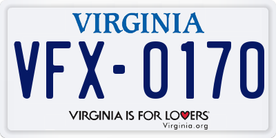 VA license plate VFX0170