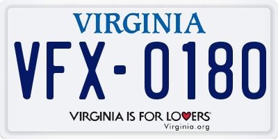 VA license plate VFX0180