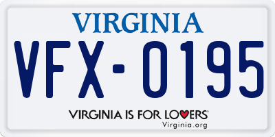 VA license plate VFX0195