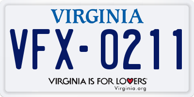 VA license plate VFX0211