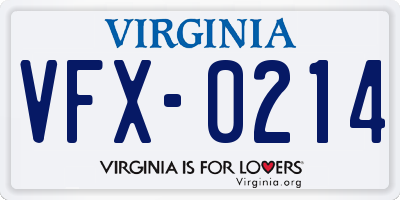 VA license plate VFX0214