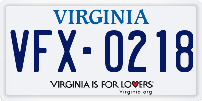 VA license plate VFX0218