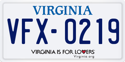 VA license plate VFX0219