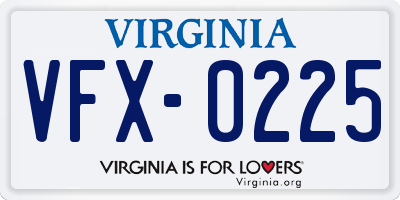 VA license plate VFX0225