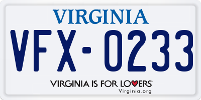 VA license plate VFX0233