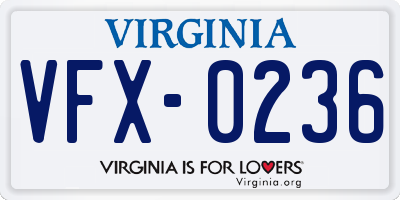 VA license plate VFX0236