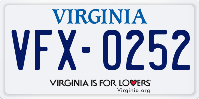 VA license plate VFX0252
