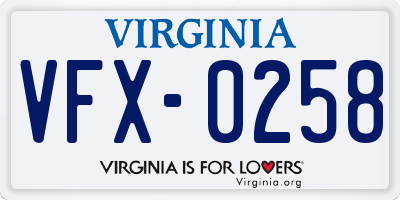 VA license plate VFX0258