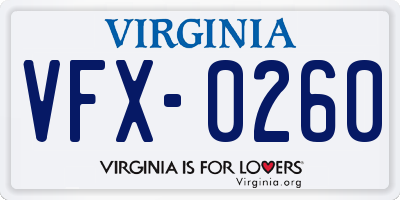VA license plate VFX0260