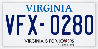 VA license plate VFX0280