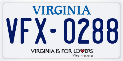 VA license plate VFX0288