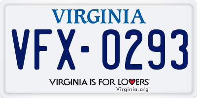 VA license plate VFX0293