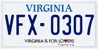 VA license plate VFX0307