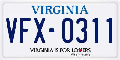 VA license plate VFX0311