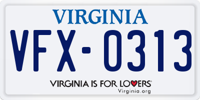 VA license plate VFX0313