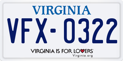 VA license plate VFX0322