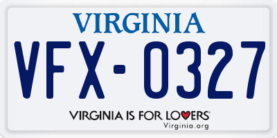 VA license plate VFX0327