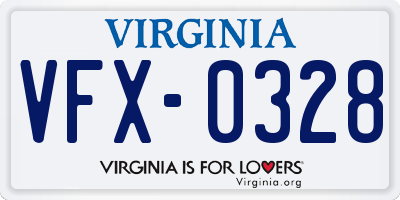 VA license plate VFX0328