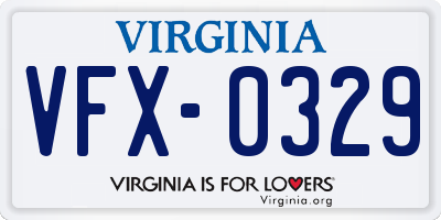 VA license plate VFX0329
