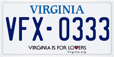 VA license plate VFX0333