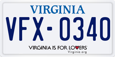 VA license plate VFX0340