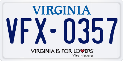 VA license plate VFX0357