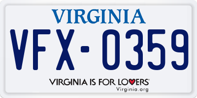 VA license plate VFX0359