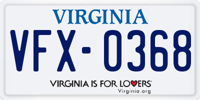 VA license plate VFX0368