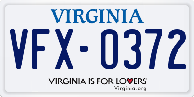 VA license plate VFX0372