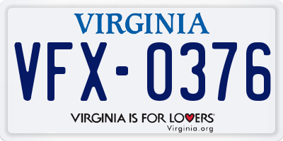 VA license plate VFX0376