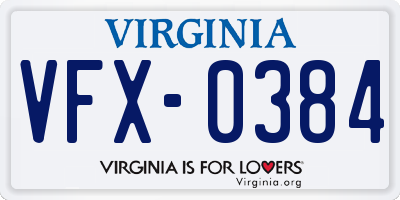 VA license plate VFX0384