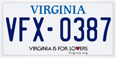 VA license plate VFX0387