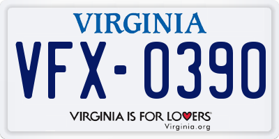 VA license plate VFX0390