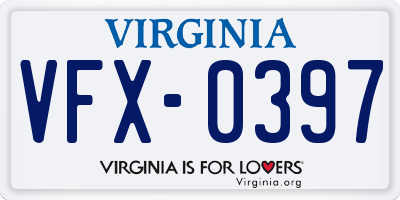 VA license plate VFX0397