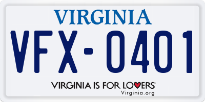VA license plate VFX0401
