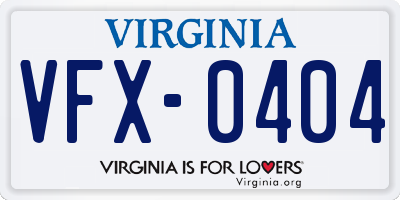 VA license plate VFX0404